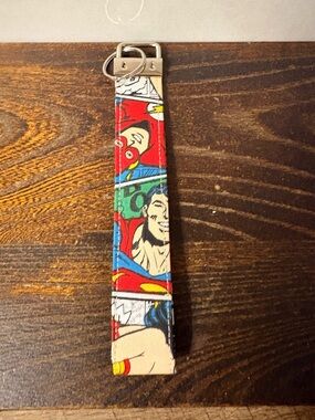 Handmade Comic Superhero Print Key Fob Wristlet - Multicolor